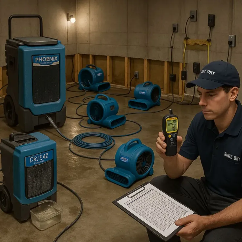 Structural Drying and Dehumidification process in Algonquin, MD